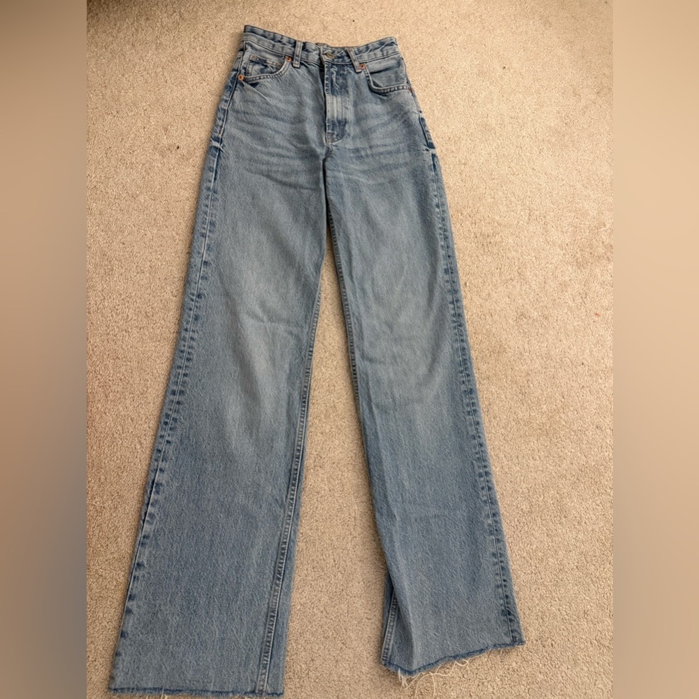 Zara Light Blue High-Rise Straight Jeans